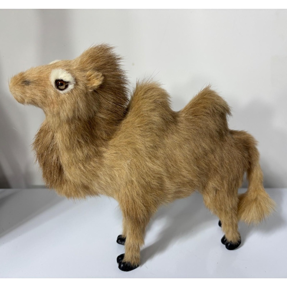Vintage Furry Animal Figurines‎ Camel Decor Real Fur Bactrian